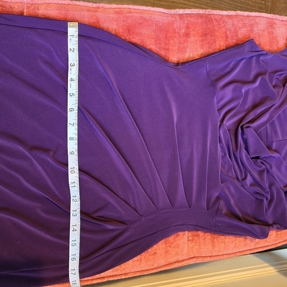 Lauren Ralph Lauren Purple Dress Ruched Waist Cowl Neck Sz 6 Jersey Knit - Picture 9 of 10